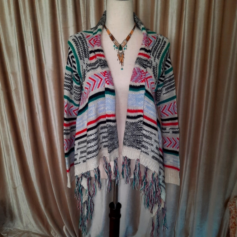 No Boundaries Aztec Print Sweater Cardigan Sz. L